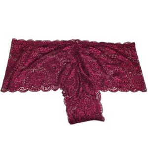 New Womens Plus Size Panty 4XL Burgundy Wine Cheeky Lace Stretch Sheer Panties